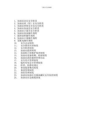 XXX管理制度目录