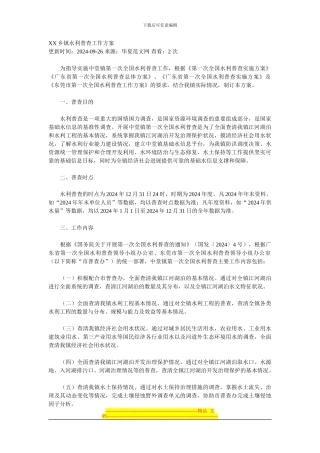 XX乡镇水利普查工作方案