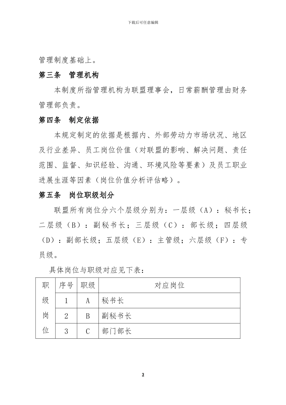 XX产业联盟薪酬管理制度模版_第3页