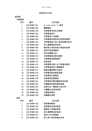 XX五星级酒店-房务部SOP