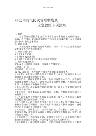 XX公司防汛防灾管理制度及