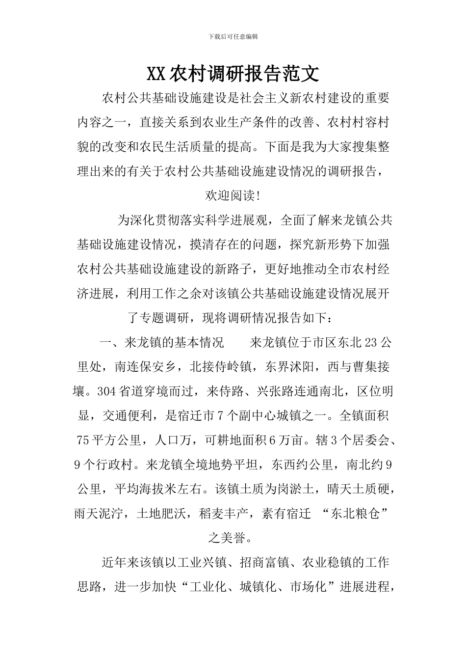 XX农村调研报告范文_第1页