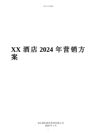 XX国际大酒店2024年营销方案