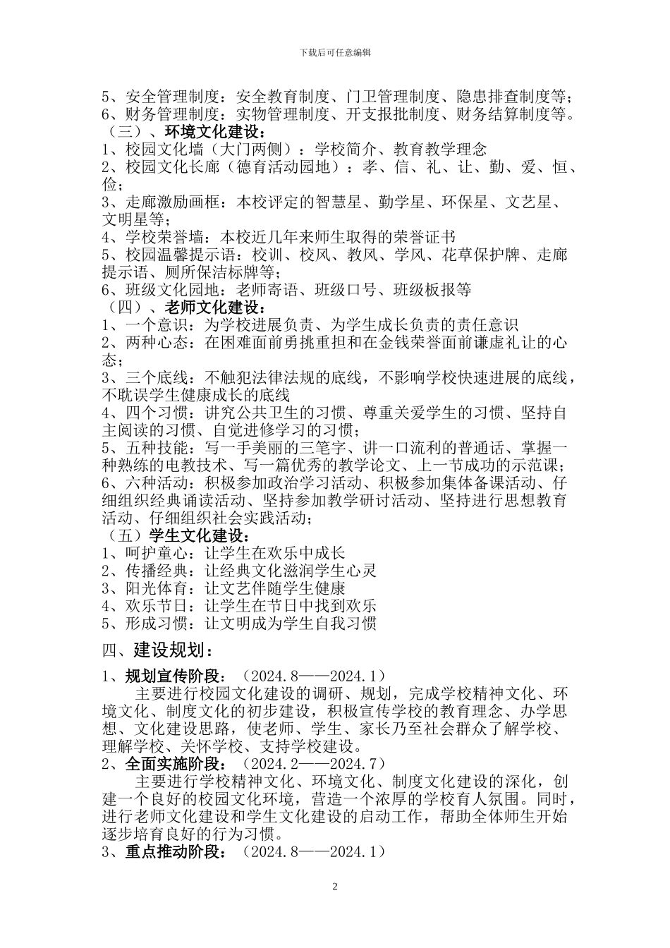 XX小学校园文化建设规划方案_第2页