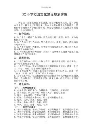 XX小学校园文化建设规划方案