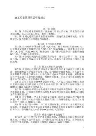 xx市政工程公司质量管理奖惩规定