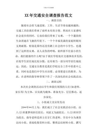 XX年交通安全调查报告范文