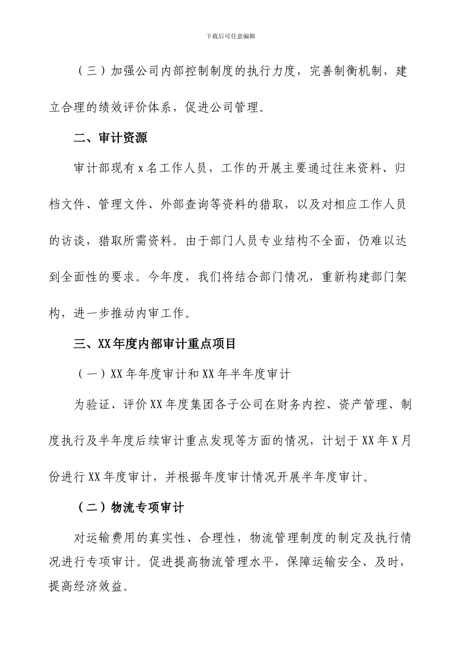 XX年度审计部工作计划_第2页