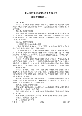 XX瓷业股份有限公司薪酬管理制度