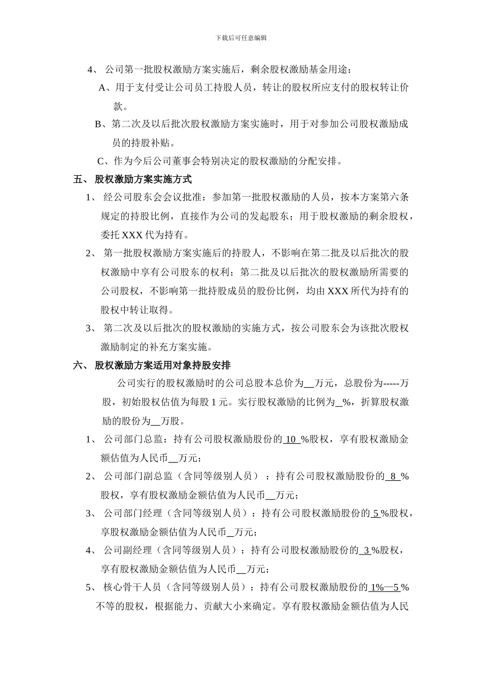 XX科技有限公司股权激励方案_第2页