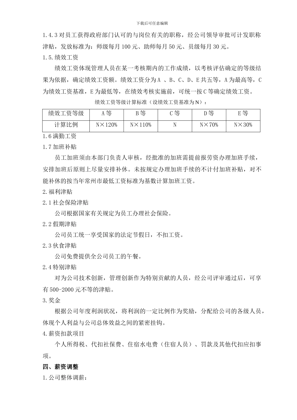 XX酒店薪酬管理制度--简单_第3页