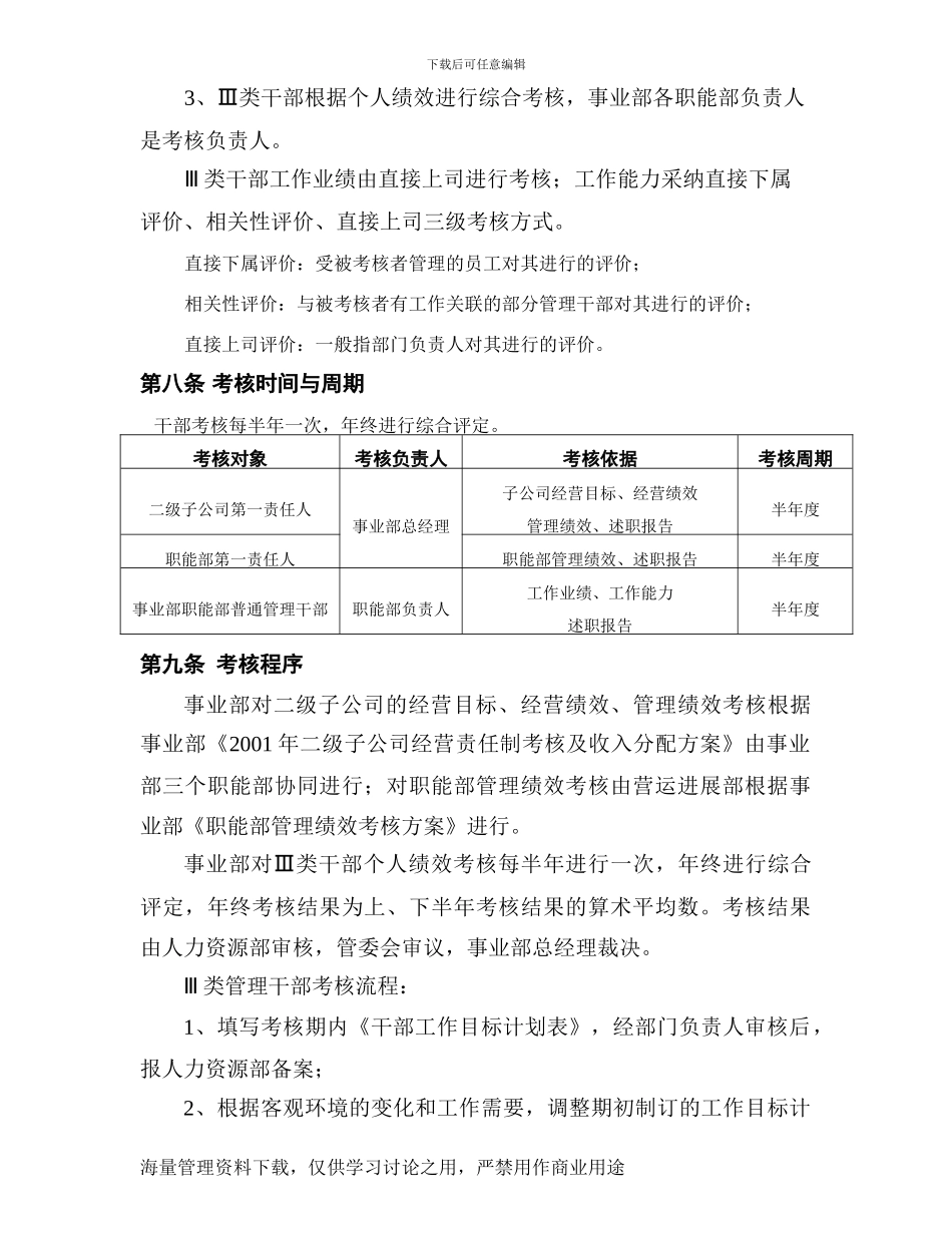 XX集团空调事业部文件干部绩效考核办法_第3页