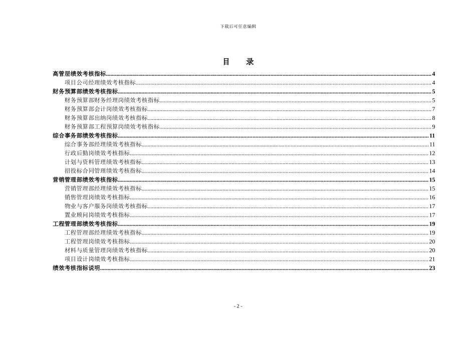 xx项目公司-绩效考核指标库_第2页