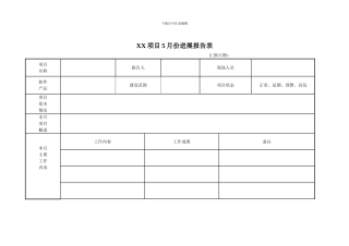 XX项目月度进展报告表