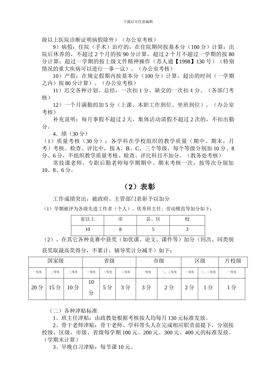 x中学教师绩效工资分配方案5_第3页