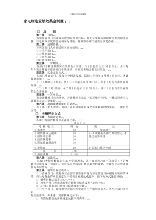 YY人力资源管理制度建设系列-家电制造业绩效奖金制度