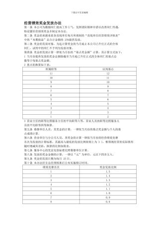 YY人力资源管理制度建设系列-经营绩效奖金发放办法