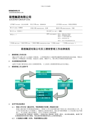 YY人力资源管理制度建设系列-联想集团有限公司员工绩效管理工作规范