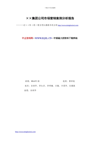 ××集团公司市场营销案例分析报告