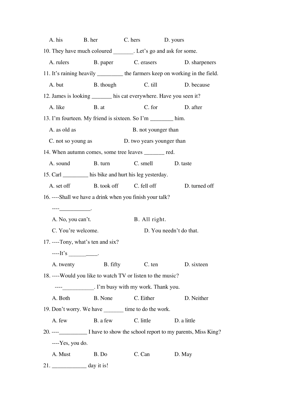 2007初三英语中考模拟测试48_第2页