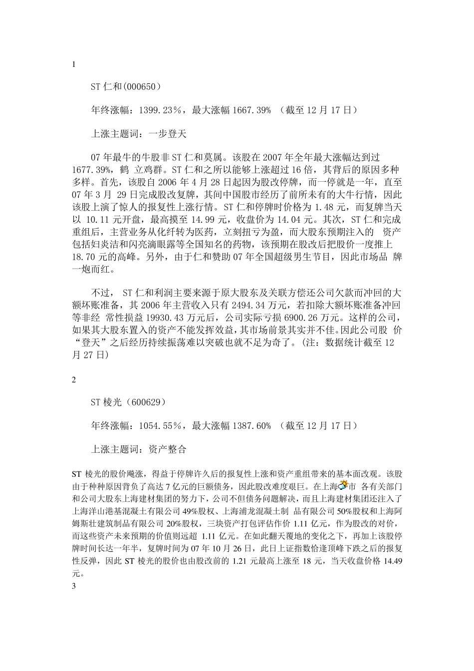 2007十大牛股和妖股_第1页