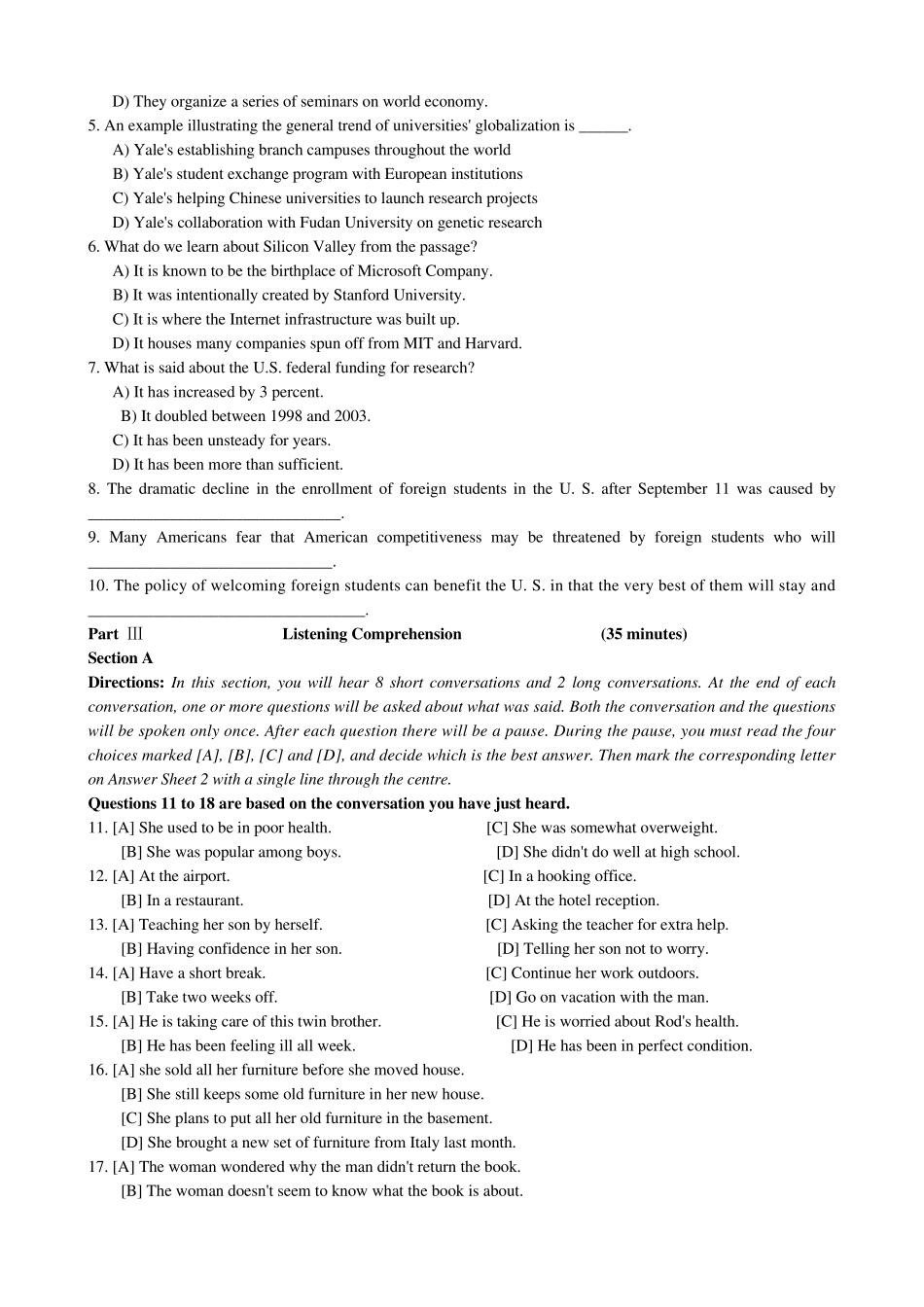 2007年12月大学英语四级真题及答案_第3页