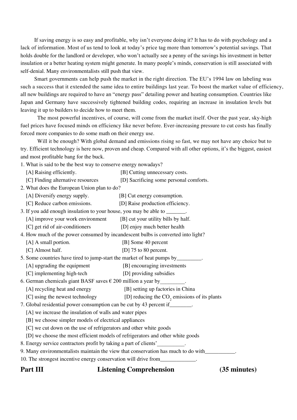 2007年12月英语六级真题及答案解析(标准)_第3页