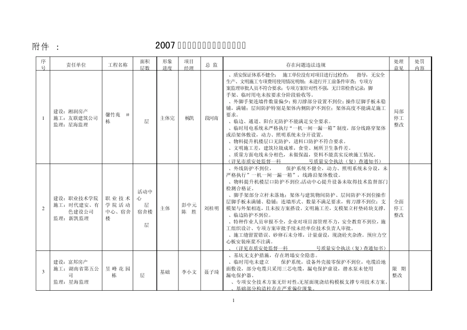 2007年上半年质量安全大检查记录表_第1页