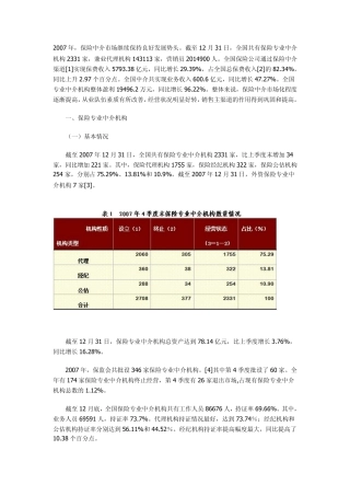 2007年保险中介市场发展报告