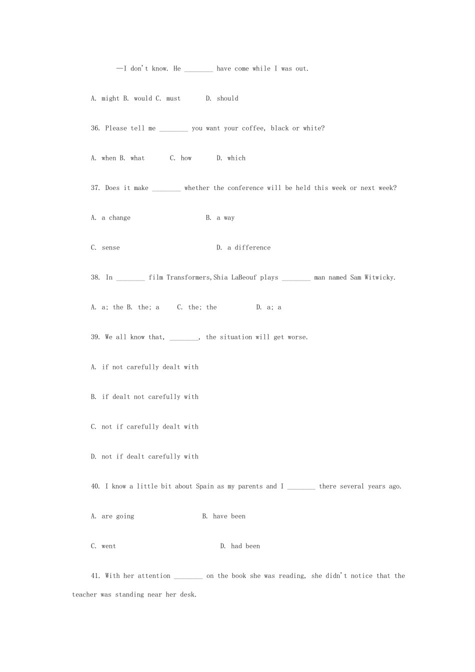 2007年全国中学生英语能力竞赛(NEPCS)高二年级组样题_第3页