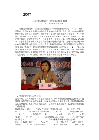 2007年度全国担保行业发展报告
