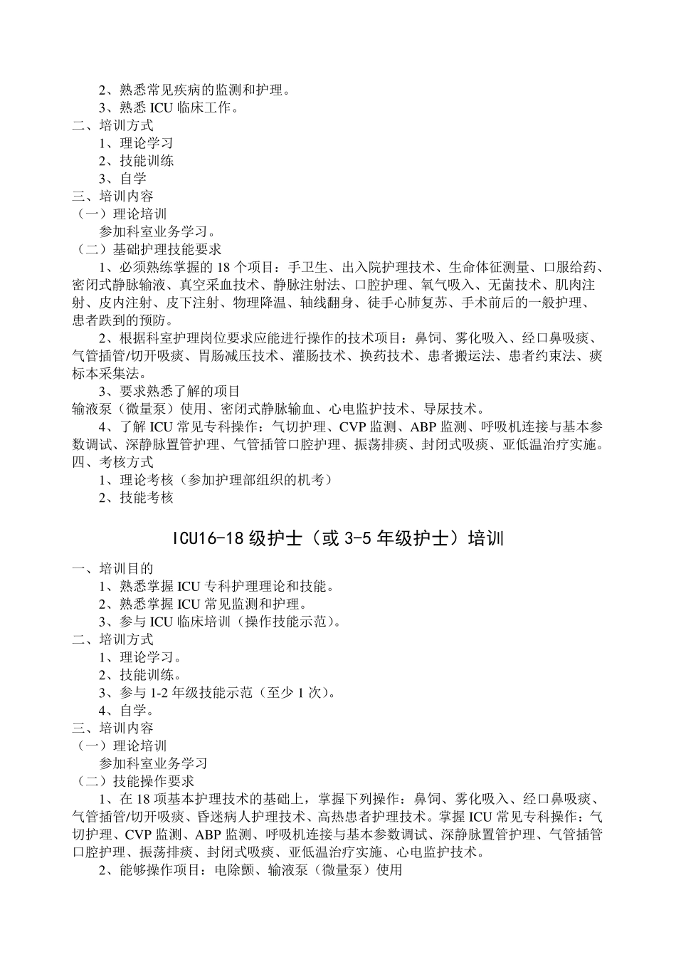 2008年ICU护士“三基三严”培训计划_第2页