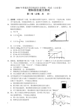 2008年山东理综高考题试题