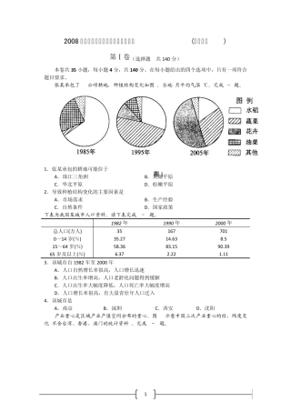 2008年高考试题——文综(全国卷1)