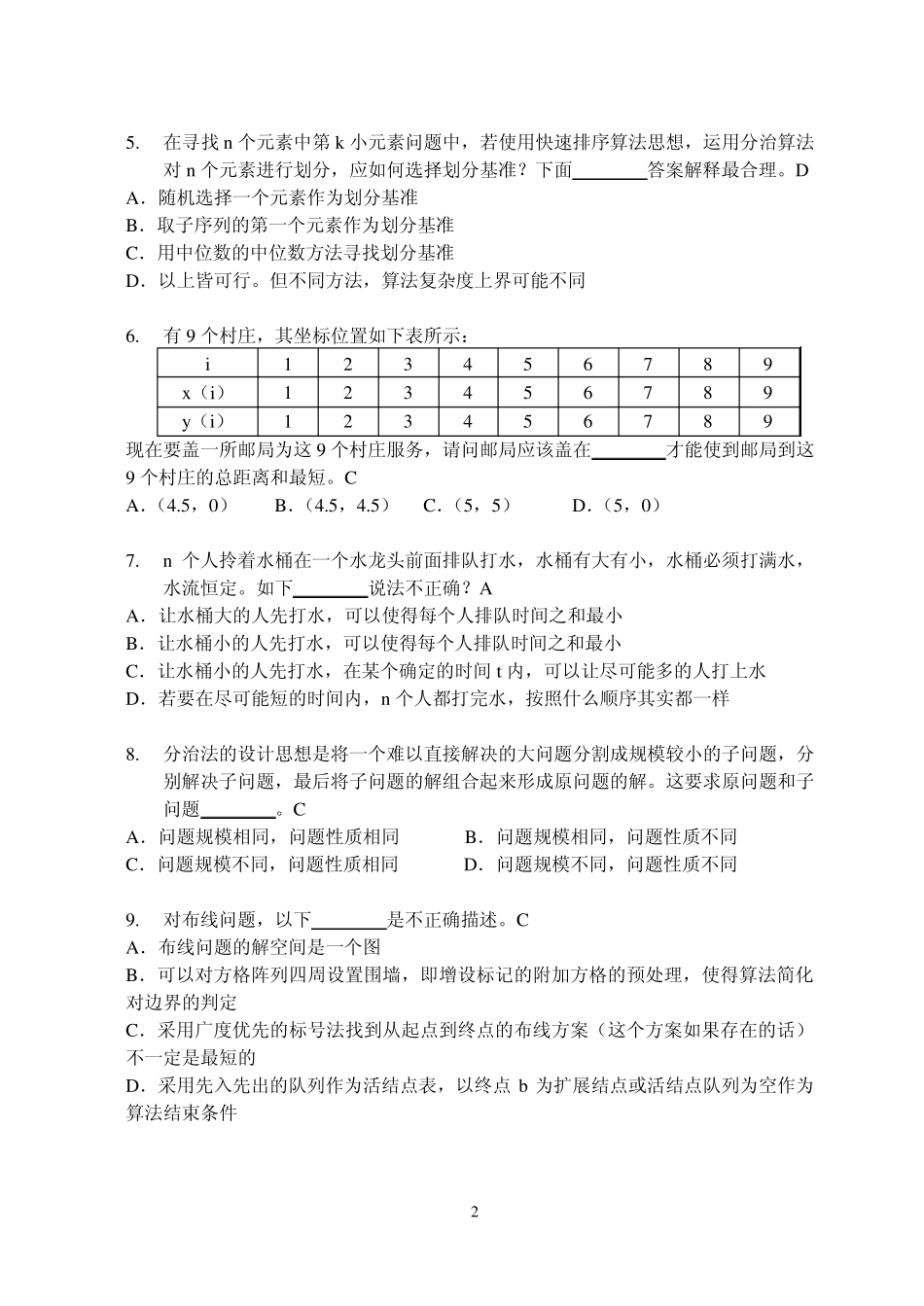 2009.1算法设计与分析课程期末试卷_第2页