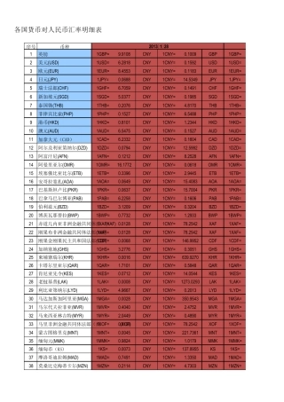 20092013年12月31日汇率表