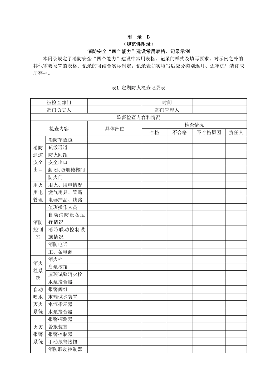 消防安全“四个能力”建设常用表格、记录示例_第1页