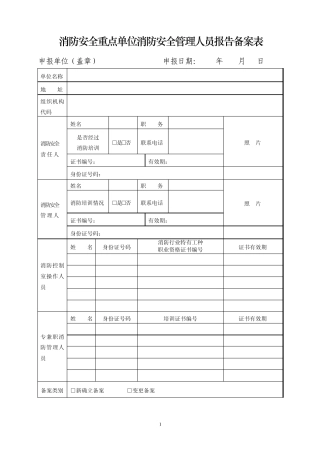消防安全重点单位四个能力”自我评估报告备案表