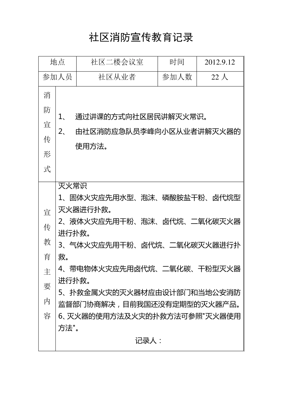 消防宣传教育培训记录表_第2页