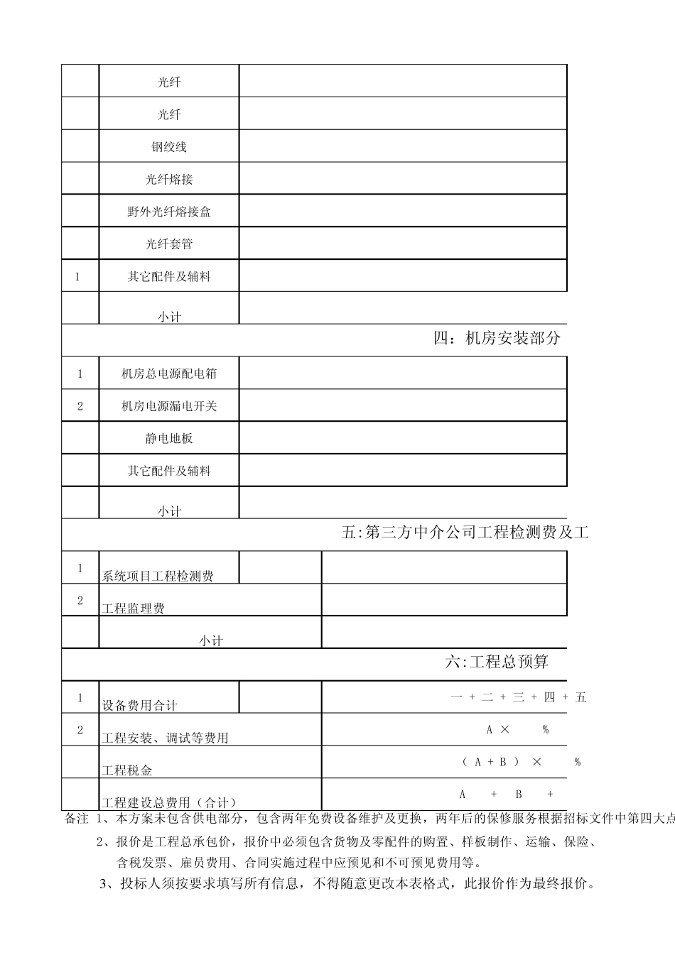 消防监控工程报价表模板_第3页