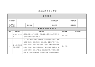 涉氨制冷企业检查表