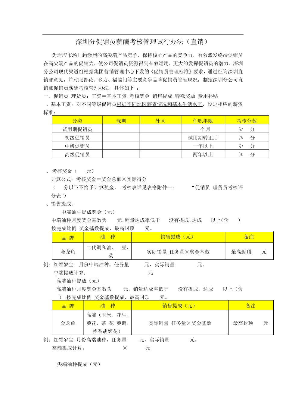 深圳促销员薪资提成方案_第1页