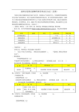 深圳促销员薪资提成方案