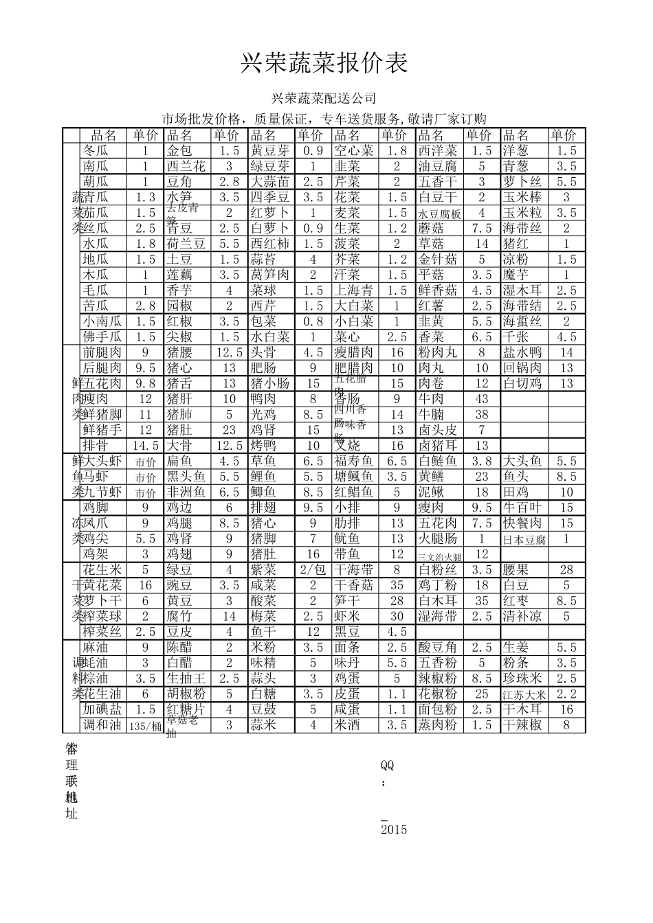 深圳有机蔬菜配送中心工厂学校饭堂送菜报价单_第1页