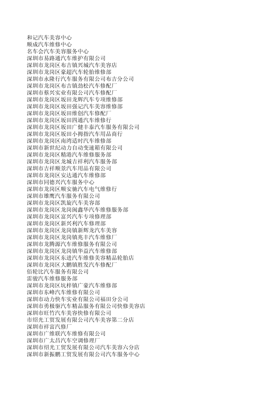 深圳汽车修理厂大全(2089家)_第2页