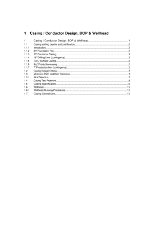 深水钻井的套管导管设计以及钻井设计Casingconductordesign,drillingprogrammesummary