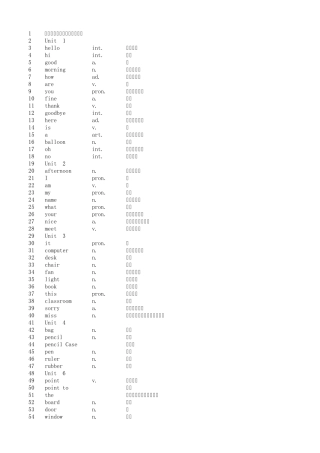 深港版小学英语单词表_primary_english_for_china_word_list