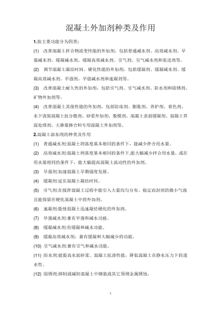 混凝土外加剂种类及作用