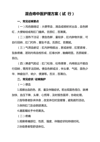 混合痔中医护理方案