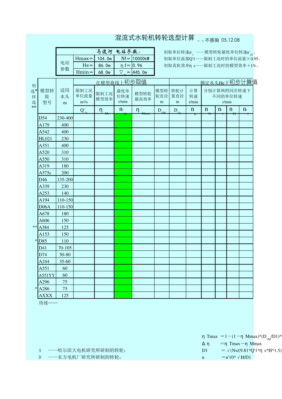 混流式机型选择计算_第1页